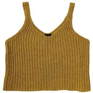 Moon & Madison Mustard Yellow Chunky Knit Sleeveless Tank Top Size Large